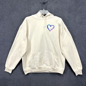 JERZEES Hoodies‎ Adult Large Beige Heart Epic Night NuBlend Sweatshirt pullover